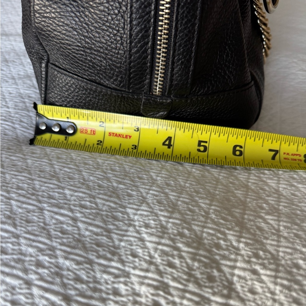 Versace Collection, soft black pebbled leather, gold hardware, zipper closure - Picture 14 of 14
